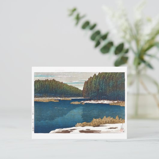 ukiyoe - Hasui - C12 - Lingering Snow in Inoka... Postkarte (Stehend Vorderseite)