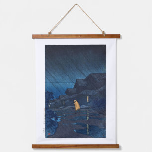 ukiyoe [hasui] C24 Abend Dusche, Teradomari Wandteppich Mit Holzrahmen