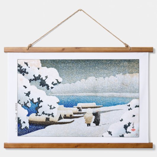 ukiyoe [hasui] C27 Amanohashidate in Snow Wandteppich Mit Holzrahmen (Vorne)