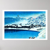 ukiyoe [hasui] C28 Dämmerschnee im Hafen von Ogi Poster (Vorne)