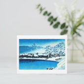 ukiyoe [hasui] C28 Dämmerschnee im Hafen von Ogi Postkarte (Stehend Vorderseite)
