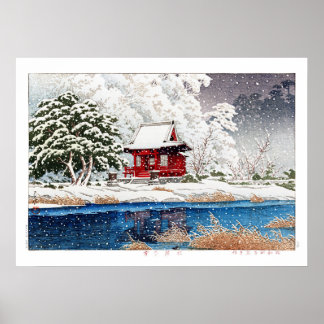 ukiyoe - Hasui - m06 - Schnee beim Schrein Eintrit Poster