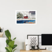 ukiyoe - Hasui - m06 - Schnee beim Schrein Eintrit Poster (Heimbüro)