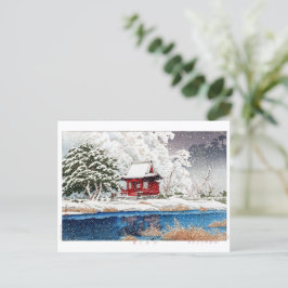 ukiyoe - Hasui - m06 - Schnee beim Schrein Eintrit Postkarte