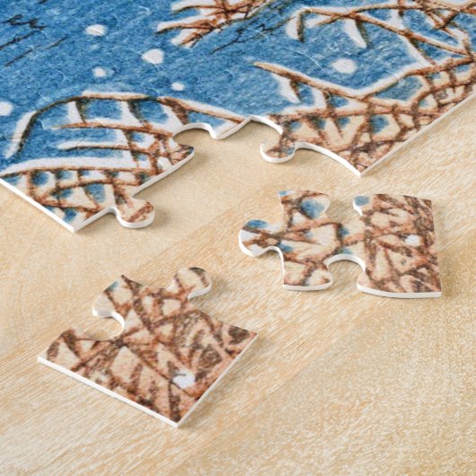 ukiyoe - Hasui - m06 - Schnee beim Schrein Eintrit Puzzle (Seite)