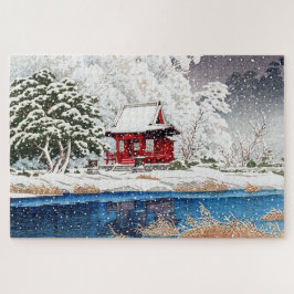 ukiyoe - Hasui - m06 - Schnee beim Schrein Eintrit Puzzle