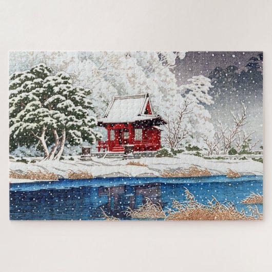 ukiyoe - Hasui - m06 - Schnee beim Schrein Eintrit Puzzle (Horizontal)