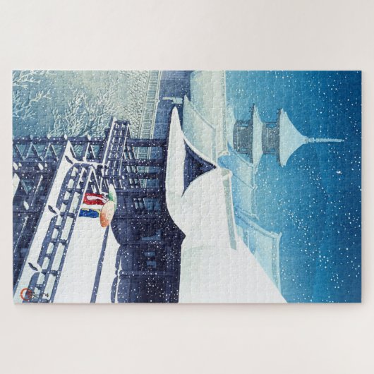 ukiyoe - Hasui - m07 - Frühjahrsschnee - Puzzle (Horizontal)