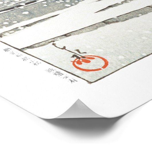 ukiyoe - Hasui - m09 - Schnee bei Ueno Kiyomizudo Poster (Ecke)