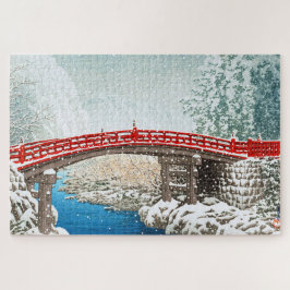 ukiyoe - Hasui - m12 - Schnee an der Shinkyo Bridg Puzzle