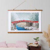 ukiyoe - Hasui - m12 - Schnee an der Shinkyo Bridg Wandteppich Mit Holzrahmen (Schlafzimmer)