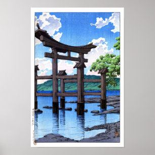 ukiyoe Hasui n20 Gozanoishi-Schrein am Tazawa-See Poster