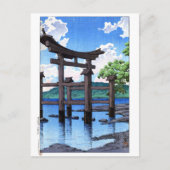 ukiyoe hasui n20 Gozanoishi Shrine am Tazawa-See Postkarte (Vorderseite)
