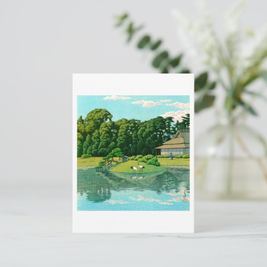 ukiyoe hasui No50 Tokama Korakuen Postkarte (Stehend Vorderseite)