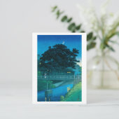 ukiyoe hasui No55 Takinogawa and Crescent Moon Postkarte (Stehend Vorderseite)