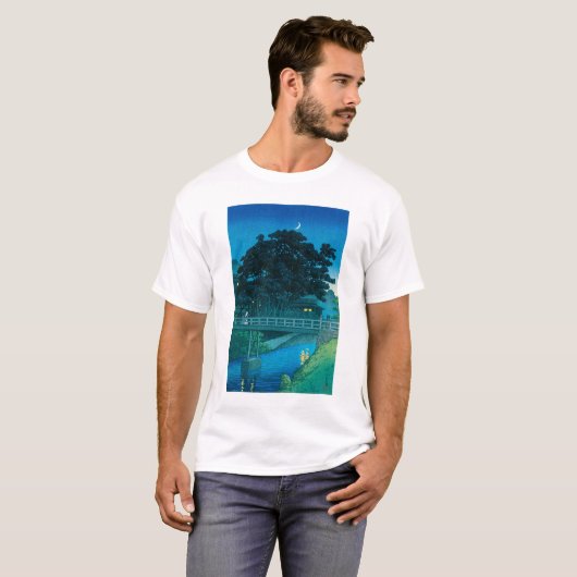 ukiyoe hasui No55 Takinogawa and Crescent Moon T-Shirt (Vorne ganz)