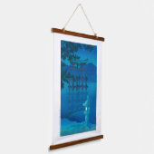 ukiyoe - hasui - No.10 Starry Night (Miyagima) - Wandteppich Mit Holzrahmen (Gewinkelt)