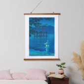 ukiyoe - hasui - No.10 Starry Night (Miyagima) - Wandteppich Mit Holzrahmen (Schlafzimmer)