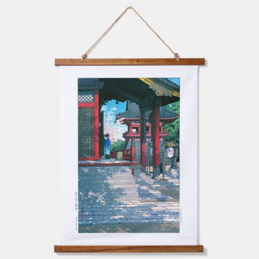 ukiyoe - hasui - No.18 Meguro Fudo Temple - Wandteppich Mit Holzrahmen (Vorderseite)