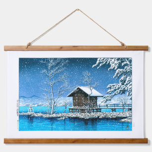 ukiyoe - hasui - No.28 Kansanomiya Shrine an ... Wandteppich Mit Holzrahmen