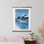 ukiyoe - Hasui - No.40 Schnee in Kiba - Wandteppich Mit Holzrahmen (Schlafzimmer)