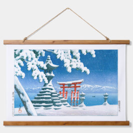 ukiyoe - Hasui - No.4 Schnee bei Itsukushima - Wandteppich Mit Holzrahmen