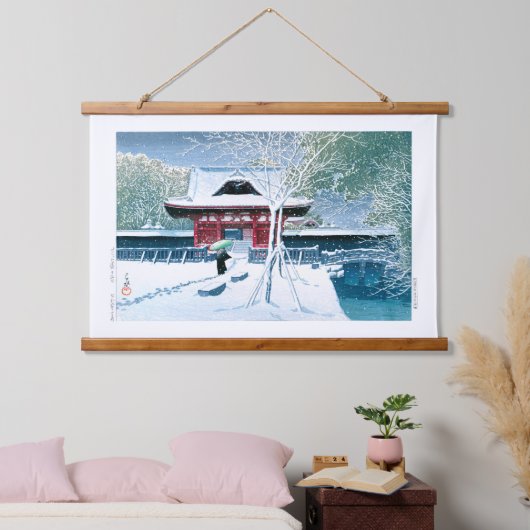 ukiyoe - hasui - No.8 Schnee im Shiba Park - Wandteppich Mit Holzrahmen (Schlafzimmer)
