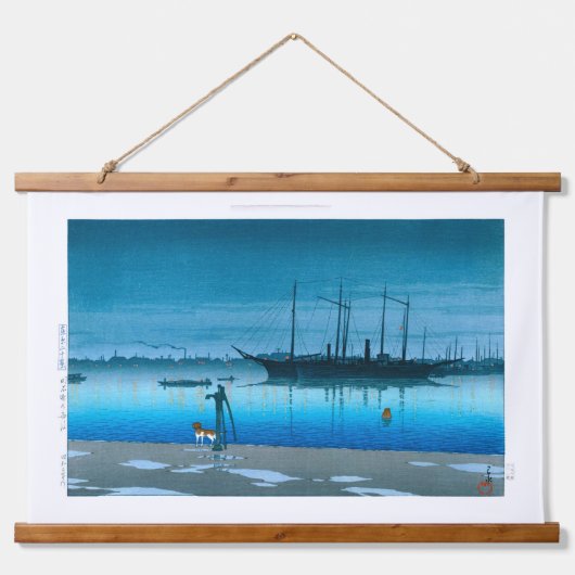 Ukiyoe - Hasui - Nr.17 Akashi-cho nach Regen - Wandteppich Mit Holzrahmen (Vorne)