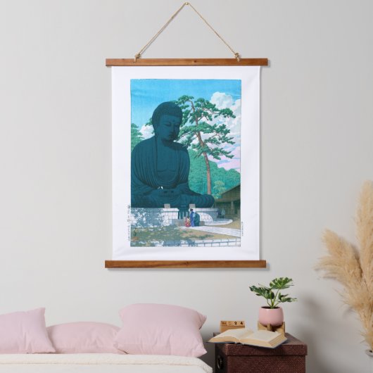 Ukiyoe - Hasui - Nr.1 Der Große Buddha Kamakura Wandteppich Mit Holzrahmen (Schlafzimmer)