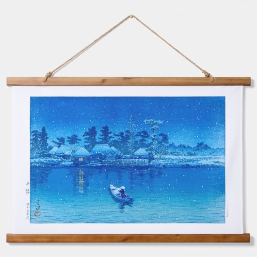 Ukiyoe - Hasui - Nr.21 Das Dorf Ushibori - Wandteppich Mit Holzrahmen (Vorne)