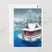 Ukiyoe - Hasui - Nr.26 Schnee im Park Inokashira - Postkarte (Vorne/Hinten)