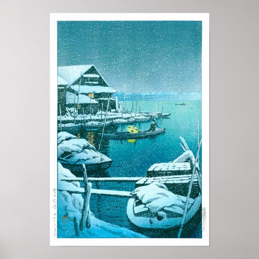 Ukiyoe - Hasui - Nr.27 Schnee bei Mukōjima - Poster (Vorne)