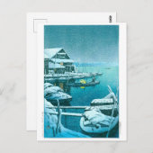 Ukiyoe - Hasui - Nr.27 Schnee bei Mukōjima - Postkarte (Vorne/Hinten)