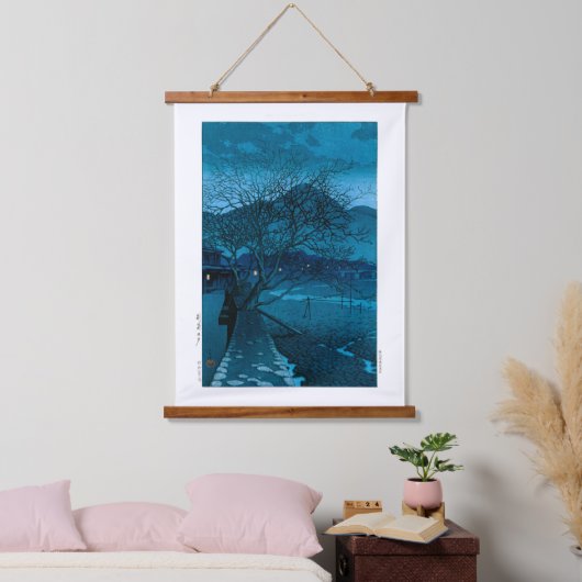 Ukiyoe - Hasui - Nr. 33 Abend in Beppu - Wandteppich Mit Holzrahmen (Schlafzimmer)