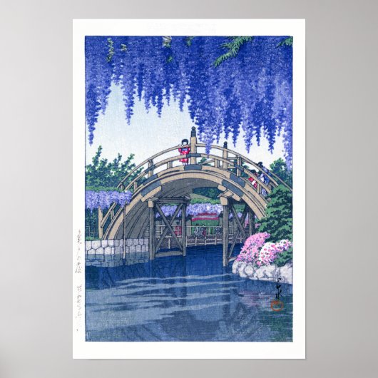 Ukiyoe - Hasui - Nr. 34 Wisteria in Kameido - Poster (Vorne)