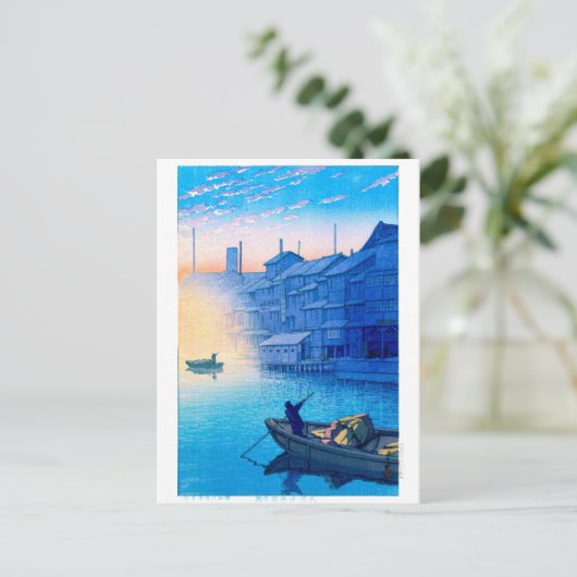 Ukiyoe - Hasui - Nr. 38 Morning in Dotonbori, Osak Postkarte (Stehend Vorderseite)