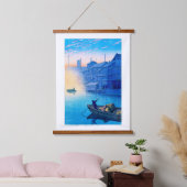 Ukiyoe - Hasui - Nr. 38 Morning in Dotonbori, Osak Wandteppich Mit Holzrahmen (Schlafzimmer)