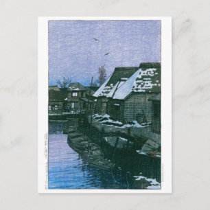 Ukiyoe - Hasui - Nr. 41 Lingering Snow bei Urayasu Postkarte