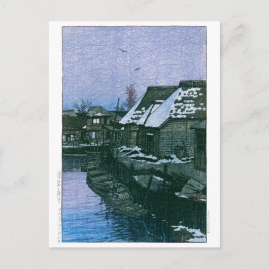 Ukiyoe - Hasui - Nr. 41 Lingering Snow bei Urayasu Postkarte (Vorderseite)