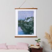 Ukiyoe - Hasui - Nr. 41 Lingering Snow bei Urayasu Wandteppich Mit Holzrahmen (Schlafzimmer)