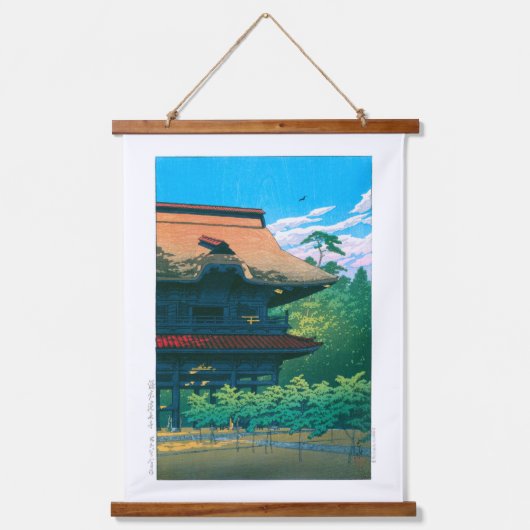 Ukiyoe - Hasui - Nr.42 Kenchoji Temple, Kamakura - Wandteppich Mit Holzrahmen (Vorderseite)