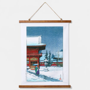 Ukiyoe - Hasui - Nr.43 Schnee bei Nezu Gongen Shri Wandteppich Mit Holzrahmen