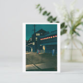 ukiyoe Hasui Nr. 61 Abend fällt über Sōemonchō Postkarte (Stehend Vorderseite)