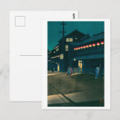 ukiyoe Hasui Nr. 61 Abend fällt über Sōemonchō Postkarte (Vorne/Hinten)