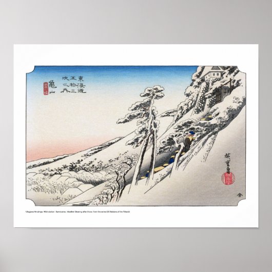 Ukiyoe - Hiroshige - Nr. 46 Kameyama - Poster (Vorne)
