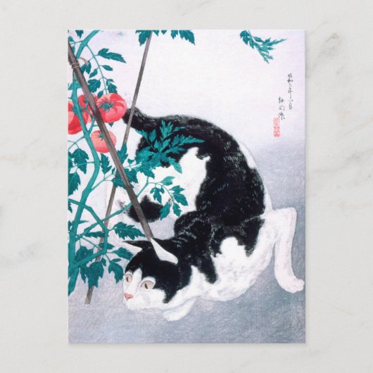 Ukiyoe [komei] 02 Katze mit Tomatensorte Pflanze Postkarte (Vorderseite)
