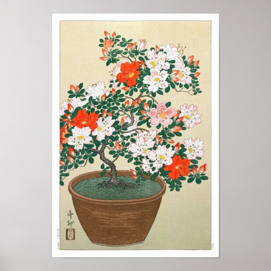 Ukiyoe [Koson] Azalea in Pot (XS) Poster (Vorne)