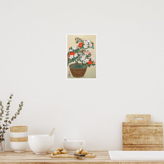 Ukiyoe [Koson] Azalea in Pot (XS) Poster (Küche)
