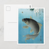 Ukiyoe [Koson] Carp Leaping Postkarte (Vorne/Hinten)