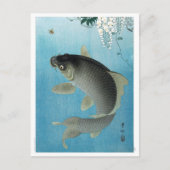 Ukiyoe [Koson] Carp Leaping Postkarte (Vorderseite)